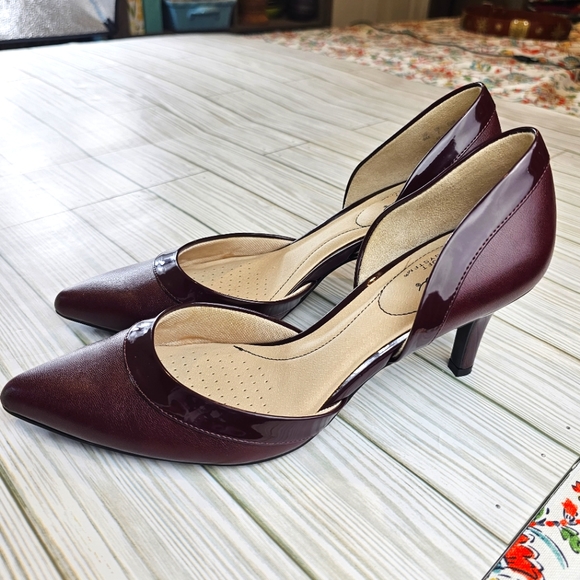 Life Stride Size 9 Witchy Academia D'Orsay Pointed Toe Heel Burgundy Red Saldana - Picture 2 of 12